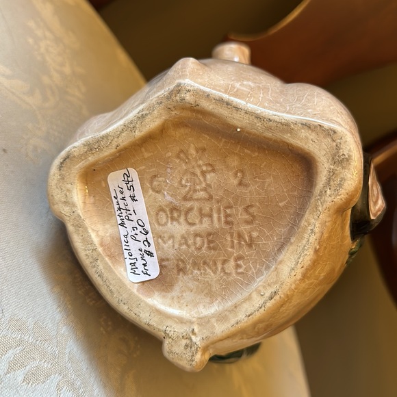 Majolica Orchies C2 antique ceramic pig pitcher, wine jug, made in France - Picture 9 of 13